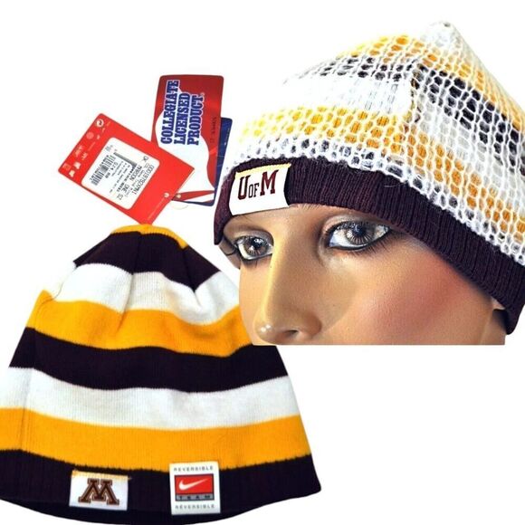 Nike Accessories - NWT MN Gophers Nike Reversible Beanie Hat Skull Cap Striped / crochet O/S Team